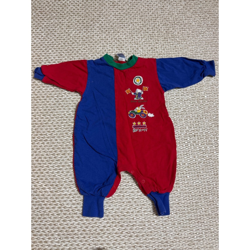 Vintage Baby Bgosh Oshkosh Colorblock Racing Coverall 3-6 Months USA jumper